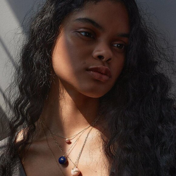 Pamela Love 18K gold, diamond, and pink opal Big Dipper Necklace NIB and Bag - Picture 3 of 3